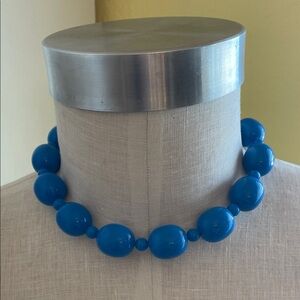 Germany vintage statement Bold Blue Beaded Necklace choker z15